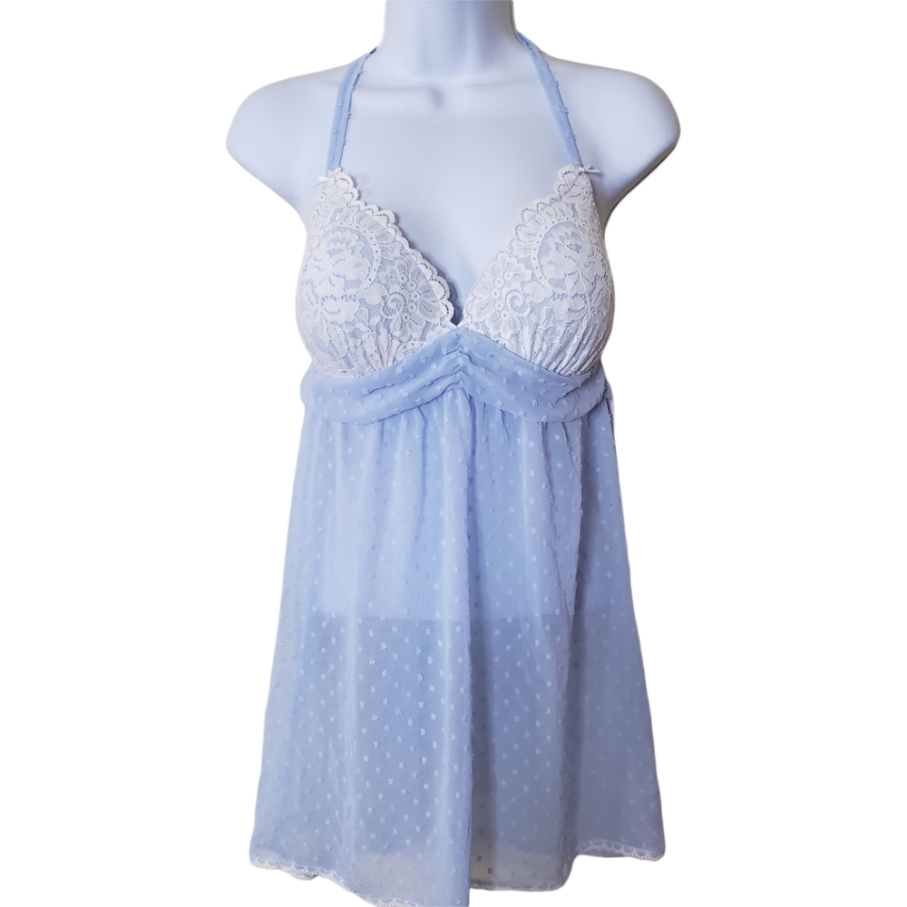 Linea Donatella 2 Pc Large Nightgown Womens Large Sheer Lace Chemise NWT Thong